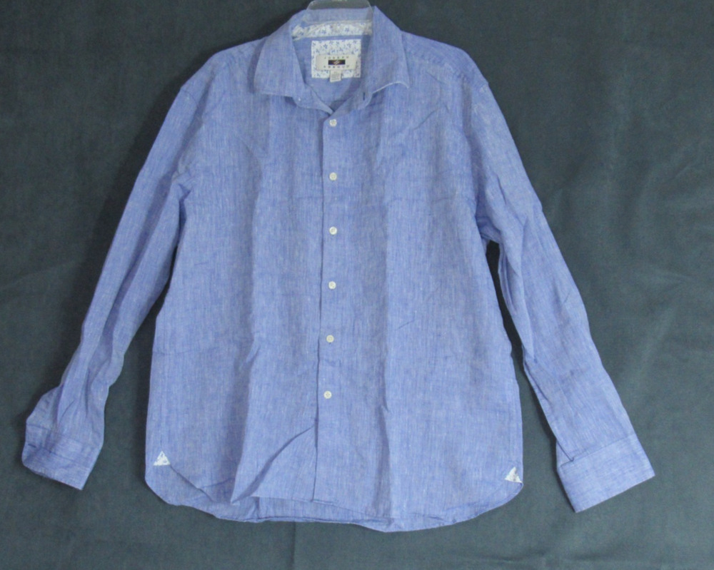 Joseph Abound Shirt Mens Size XL Blue Linen Blend Button Beach Textured Preppy